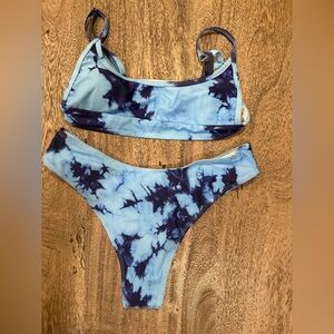SHEIN Blue Tie-Dye Bikini Set Small